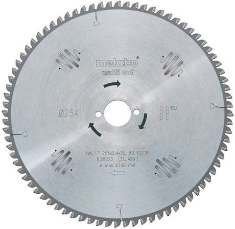 Metabo accessoires metabo cirkelzaagblad multi cut hw ct ø 254 mm, 80t fz tz - 628093000