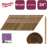 Milwaukee accessoires nagels d-kop 34° 63x3,1mm rs g sc2 | 2.200 stuks - 4932492609