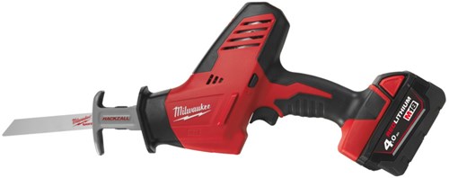 Milwaukee c18 hz-402b | 1-hand accu compacthackzall (2x 4.0ah accu + lader in tool bag) - 4933501114