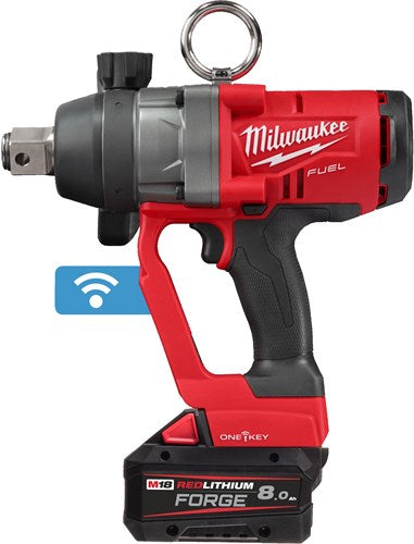 Milwaukee m18 onefhiwf1-802x | fuel one-key accu slagmoersleutel 18v 1 frictiering in hd box (2x 8.0ah forge accu + m12-18 fc lader) - 4933499254