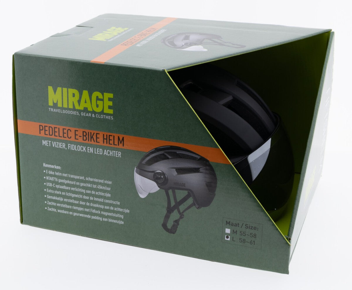 Buzaglo mirage e-bike helm 55-58cm, nta m vizier fidlock,led,mat zw