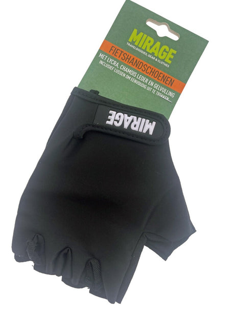 Mirage Lycra handschoen maat m gel zwart korte vinger op kaart