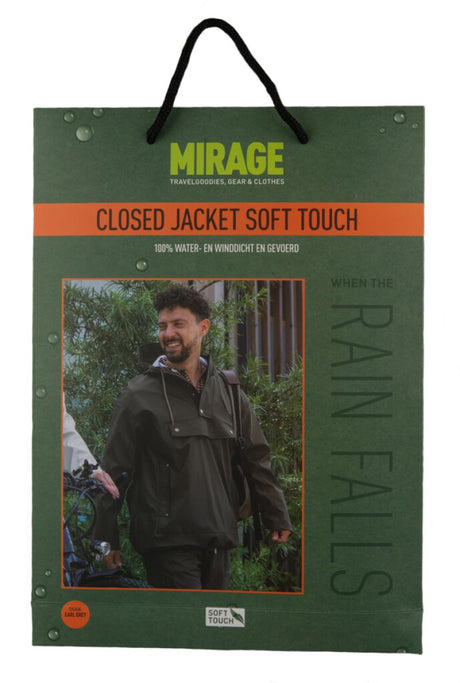 Mirage regenjas rainfall closed jacket - maat xl - gemaakt van polyester soft touch - earl grey