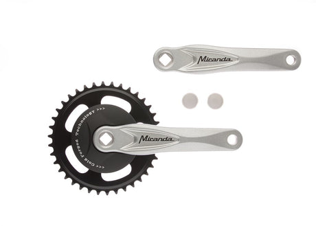 Miranda crankstel ALFA 1 38T, cranklengte 170mm.zilver, aluminium, spieloos. met disk