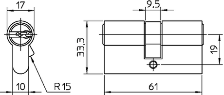 Nemef dubbele profielcilinder 142 9 | 3 sleutels | blister | 61 mm - 9014209290