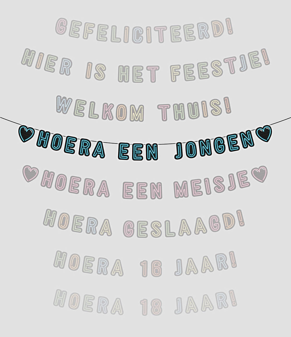 Paperdreams neon slinger 5m - hoera een jongen!