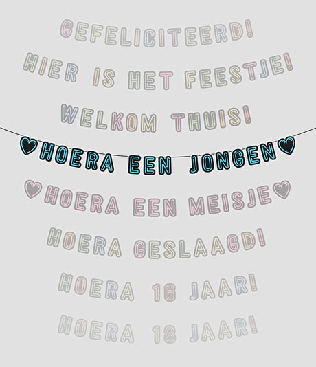 Paperdreams neon slinger 5m - hoera een jongen!
