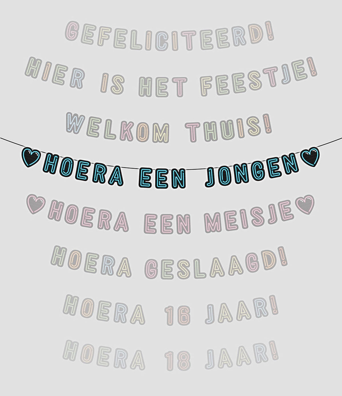 Paperdreams neon slinger 5m - hoera een jongen!