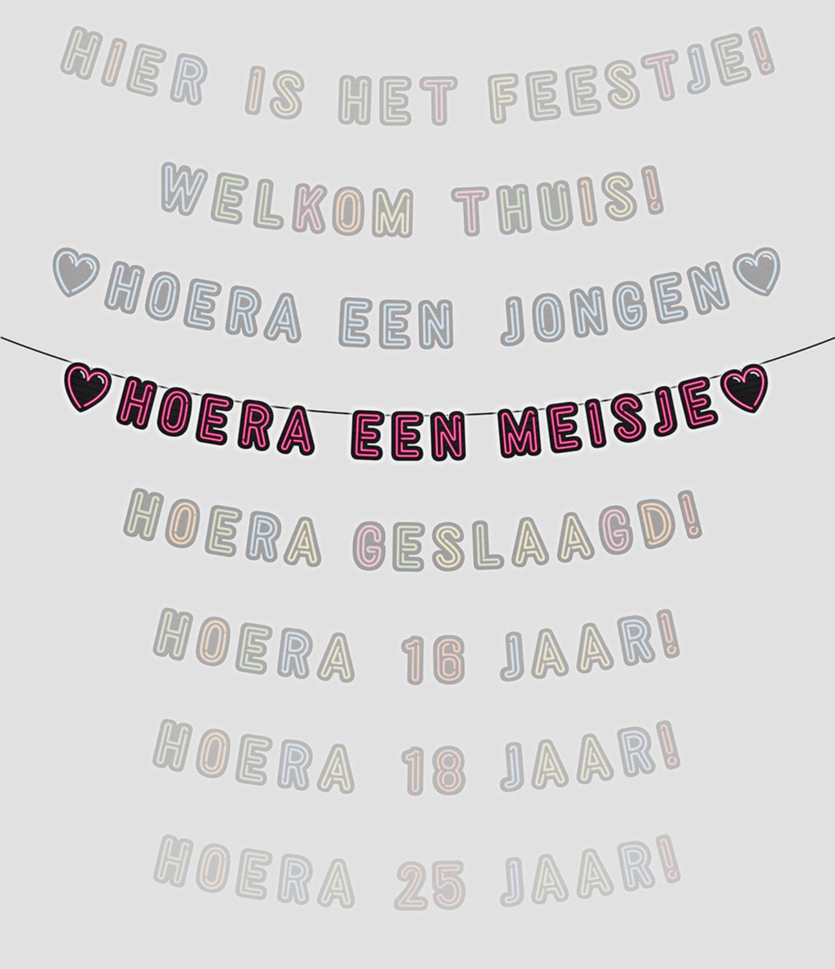 Paperdreams neon slinger 5m - hoera een meisje!