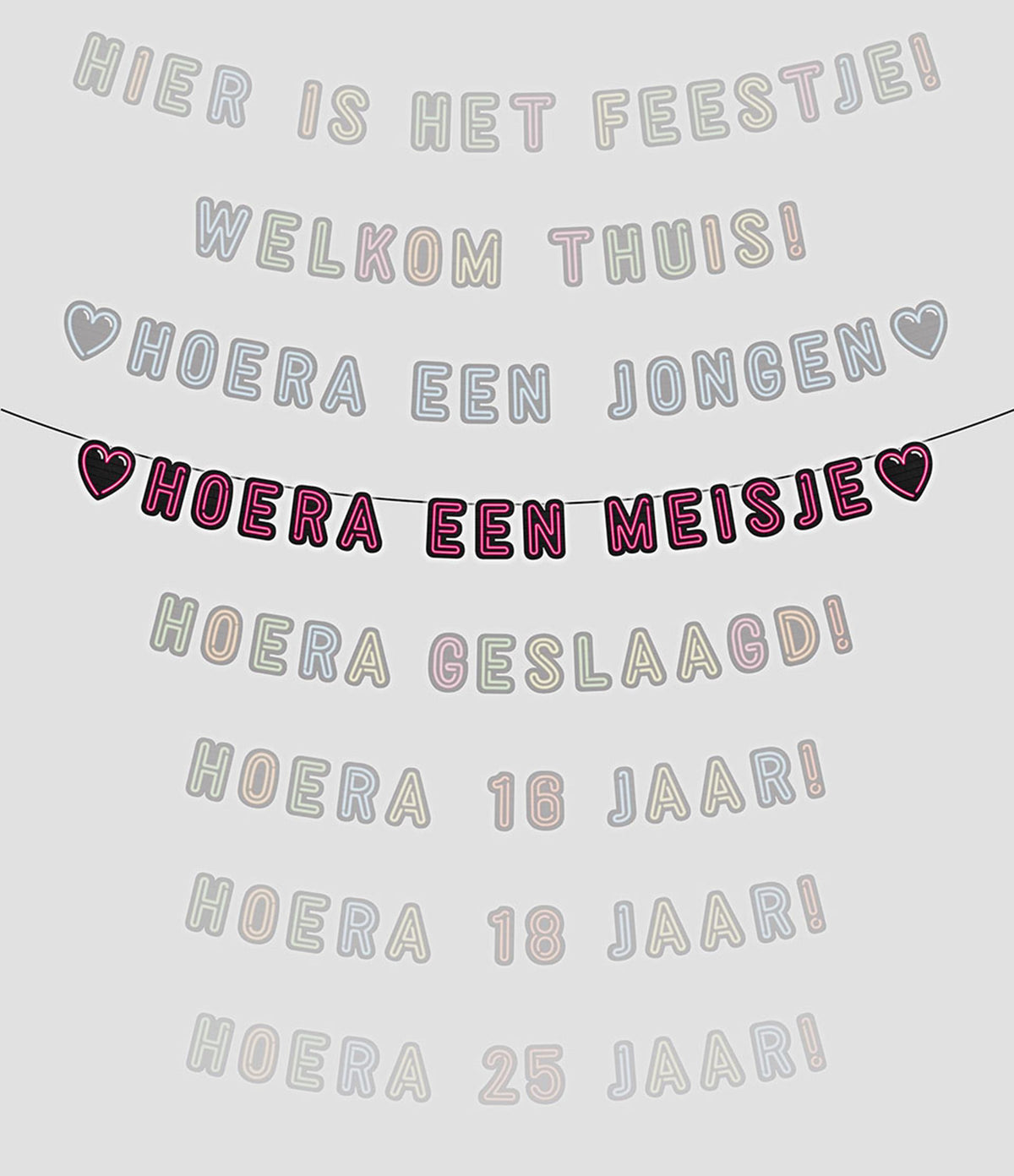 Paperdreams neon slinger 5m - hoera een meisje!