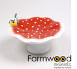 Farmwood animals vogelbad paddenstoel met vogel 23x23x14cm