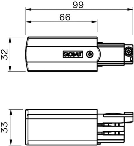 Nordic aansluitstuk tbv. rail alu links 3-fasen 5050014