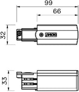 Nordic aansluitstuk tbv. rail alu rechts 3-fase 5050019