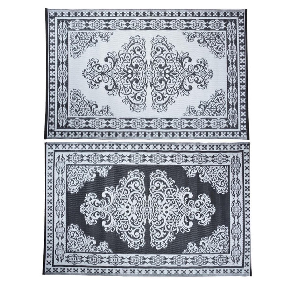 Esschert design tuintapijt perzisch motief 186x120cm zwart wit