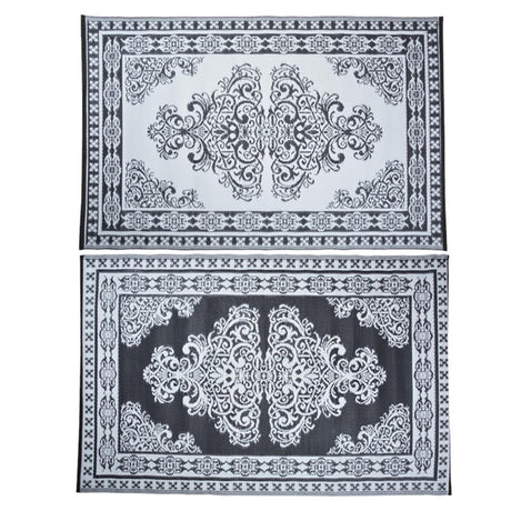 Esschert design tuintapijt perzisch motief 186x120cm zwart wit