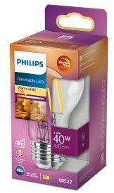 Philips led lamp transparant - 40 w - e27 - dimbaar warmwit licht