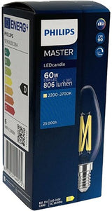 Philips led kaars e14 5,9-60w filament helder dimtone - led3718