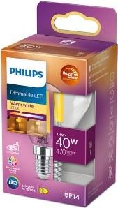 Philips led kogel e14 3,4-40w filament helder warmglow blister - 5101508