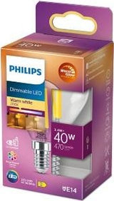 Philips led kogel e14 3,4-40w filament helder warmglow blister - 5101508