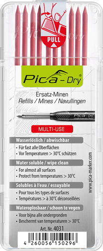 Pica vullingen-set | 10x rood | vochtig afneembaar 10 stiften set | 1 stuk - 4031