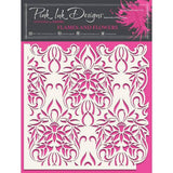 Pink ink designs • stencil flames flowers 17,78x17,78cm