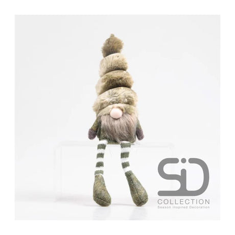 Season inspired decoration kerstkabouter toby met bungelbeentjes 7x7x33cm