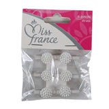Miss france decoratie bloem op clip wit 2,5 cm set van 6 | 24 stuks