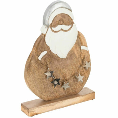 J-line beeld kerstman mangohout 30,5 cm | 6 stuks