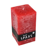 Spaas (r) stompkaars rustic vierkant rood 7 x 13 cm | 6 stuks
