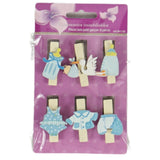 Houten knijper baby blauw 4 assorti set van 6 | 48 stuks