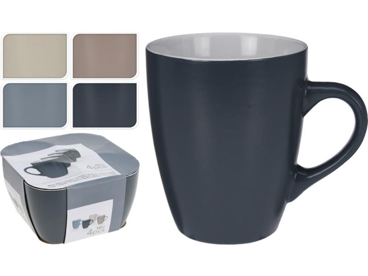 Excellent houseware beker aardewerk set 4 stuks inhoud 340ml