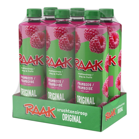 Raak vruchtensiroop framboos (6x 750ml)