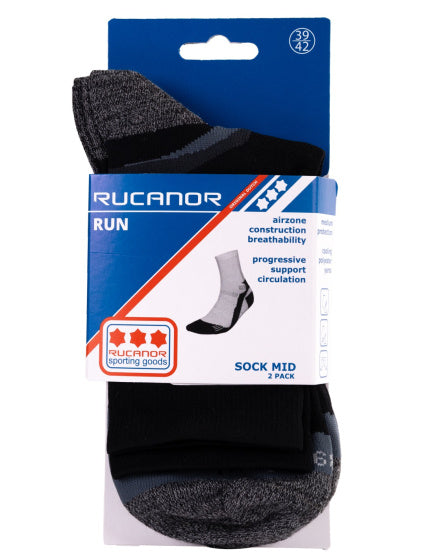 Rucanor Hardloopsokken lang 2-pack zwart maat 39-42