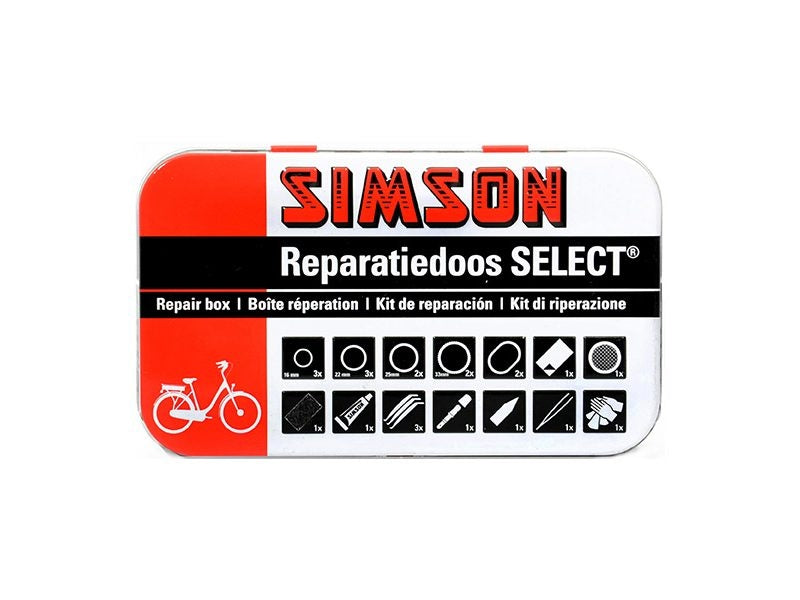 Simson Repair Box Seleccione 12.5 cm de aluminio rojo blanco de 23 piezas