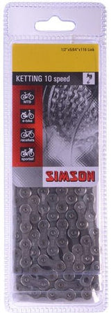 Simson Ketting Derilleur 10 Bicycle Chain 10 vitesses, revêtement anti-rust, 116 liens, 1 2 x5 64