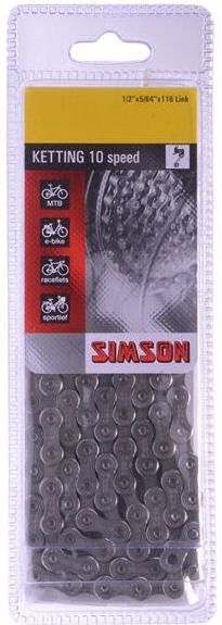 Simson Kitting Deralleur Catena a 10 biciclette a 10 velocità, rivestimento anti-russo, 116 collegamenti, 1 2 x5 64