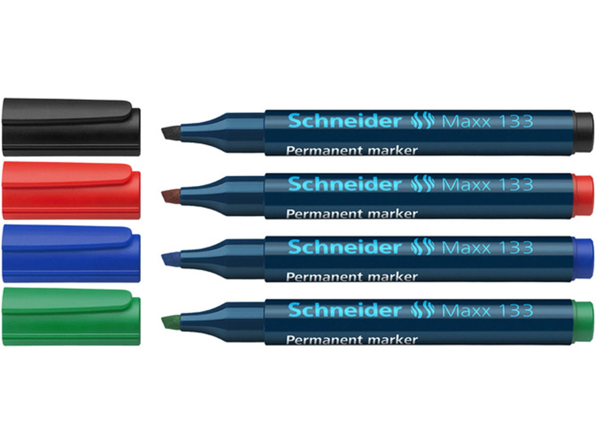 Schneider maxx 133 permanentmarker beitel punt etui a 4 stuks