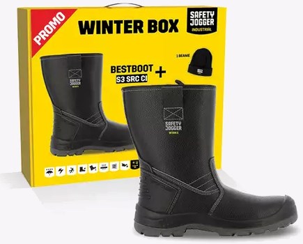 Safety jogger winterbox | bestboot veiligheidslaars + sokken + handschoenen + muts | zwart | maat 47 - si9700470