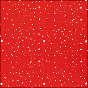 Creativ company inpakpapier, sterren en manen, b: 50 cm, 80 gr, donkerrood, 5 m 1 rol