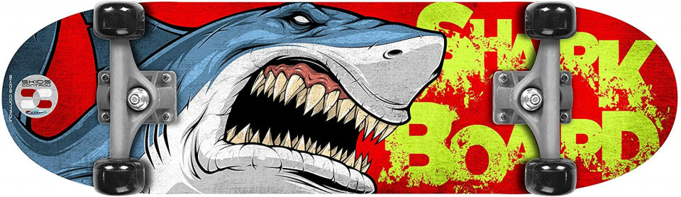 Skids control - Shark skateboard junior hout PVC rood blauw