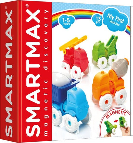 Smartmax my first vehicles - magnetische voertuigen - 13-delige bouwset met zachte elementen - educatief speelgoed voor peuters - vanaf 1 jaar