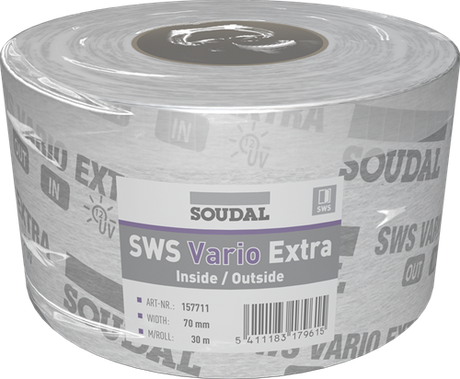 Soudal sws vario extra | vochtregulerende folie | 70 mm x 30 m | wit - 157711