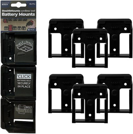 Stealthmounts batterijhouders voor bosch 18v | zwart | 6 stuks - bm-bo18-6