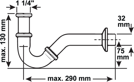 Cornat bidetsifon messing ch 1 1 4 215 - t317503