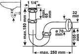 Cornat buissifon messing chroom 1 1 4 210 - t317505