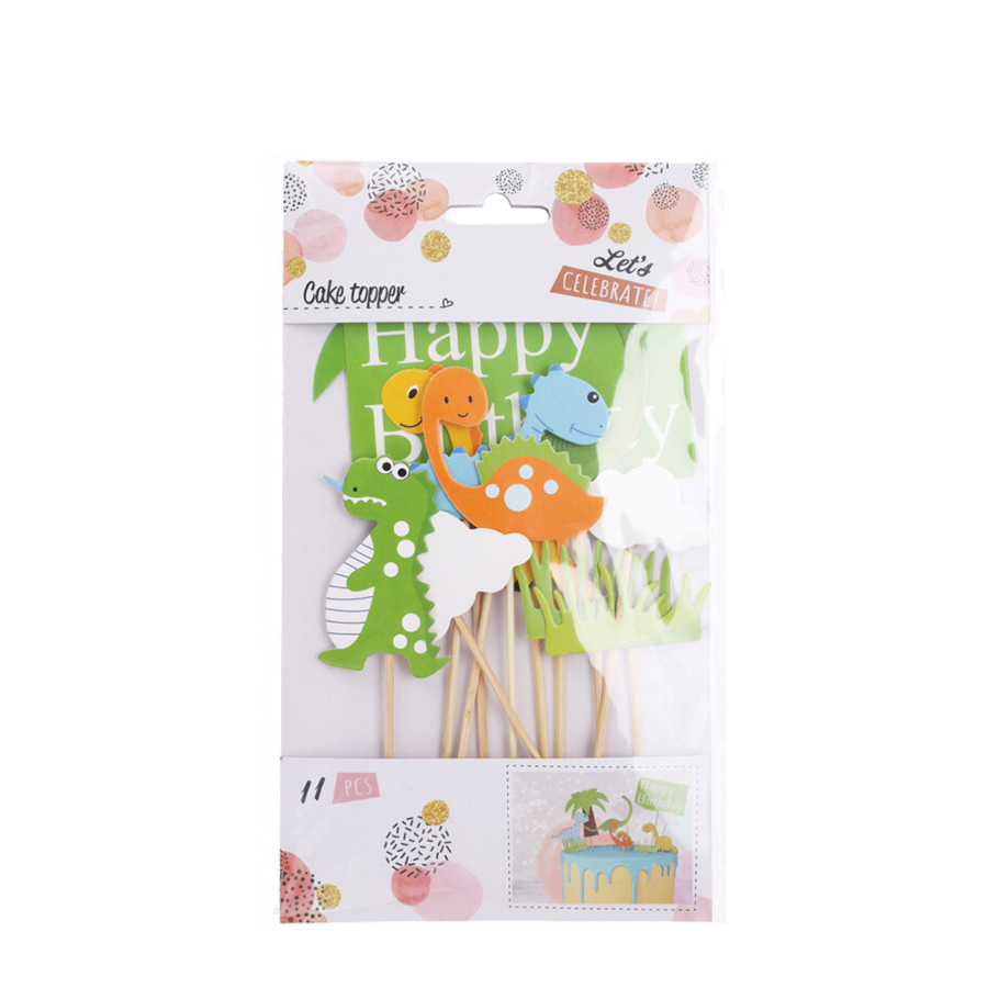 Taartdecoratie set dinosaurussen 11-delig