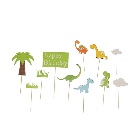 Taartdecoratie set dinosaurussen 11-delig