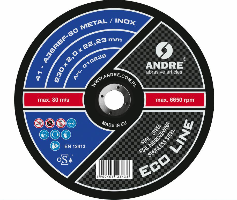 Andre metalen schild 230 x 2,0mm metaal inox eco line a36rbf