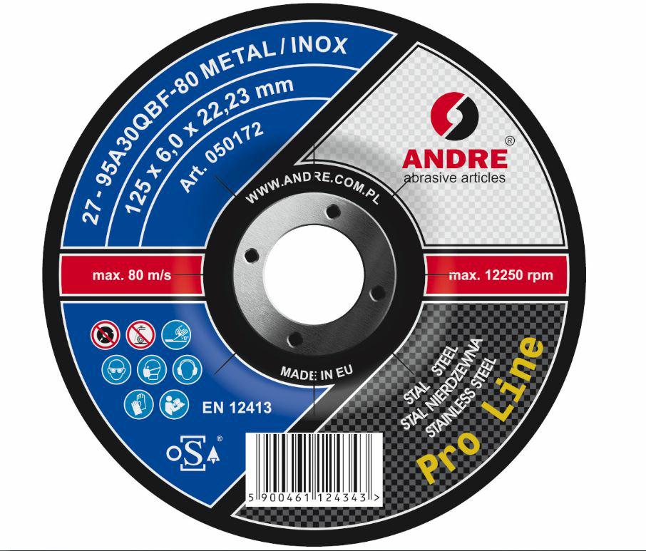Andre metalen slijpschijf 125 x 6,0mm metaal inox pro line 95a30qbf