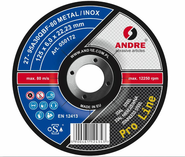 Andre metalen slijpschijf 125 x 6,0mm metaal inox pro line 95a30qbf